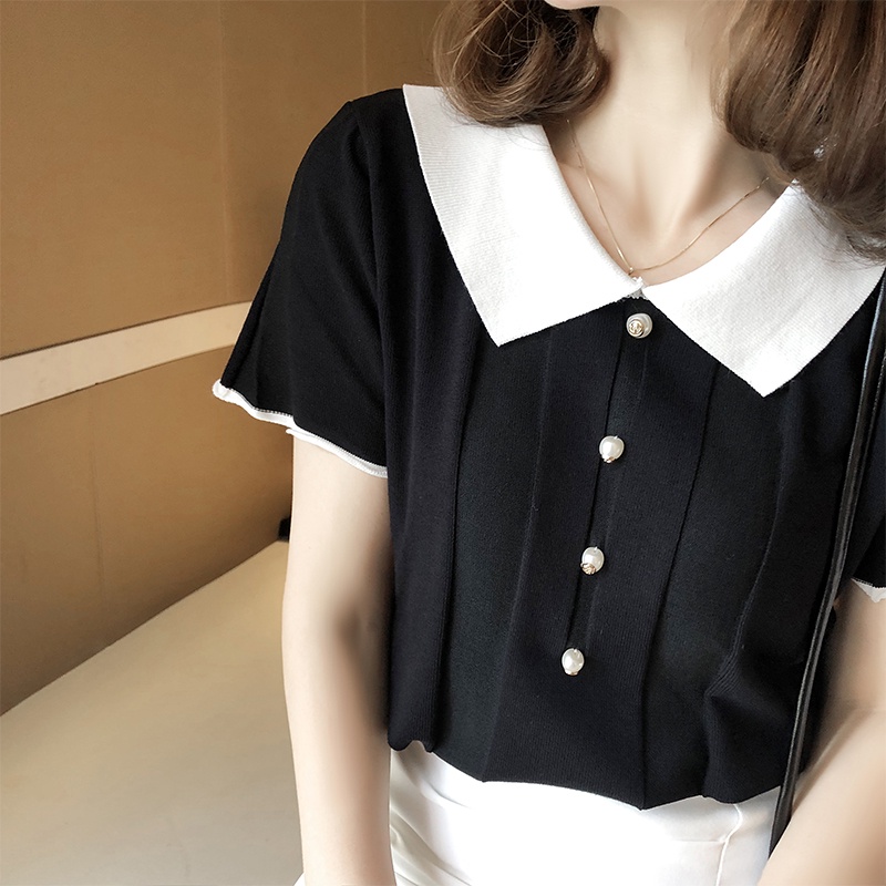 SUXI Áo Thun Tay Ngắn Dáng Rộng Màu Trắng Đen Kiểu Vintage Thời Trang Mùa Hè Cho Nữ