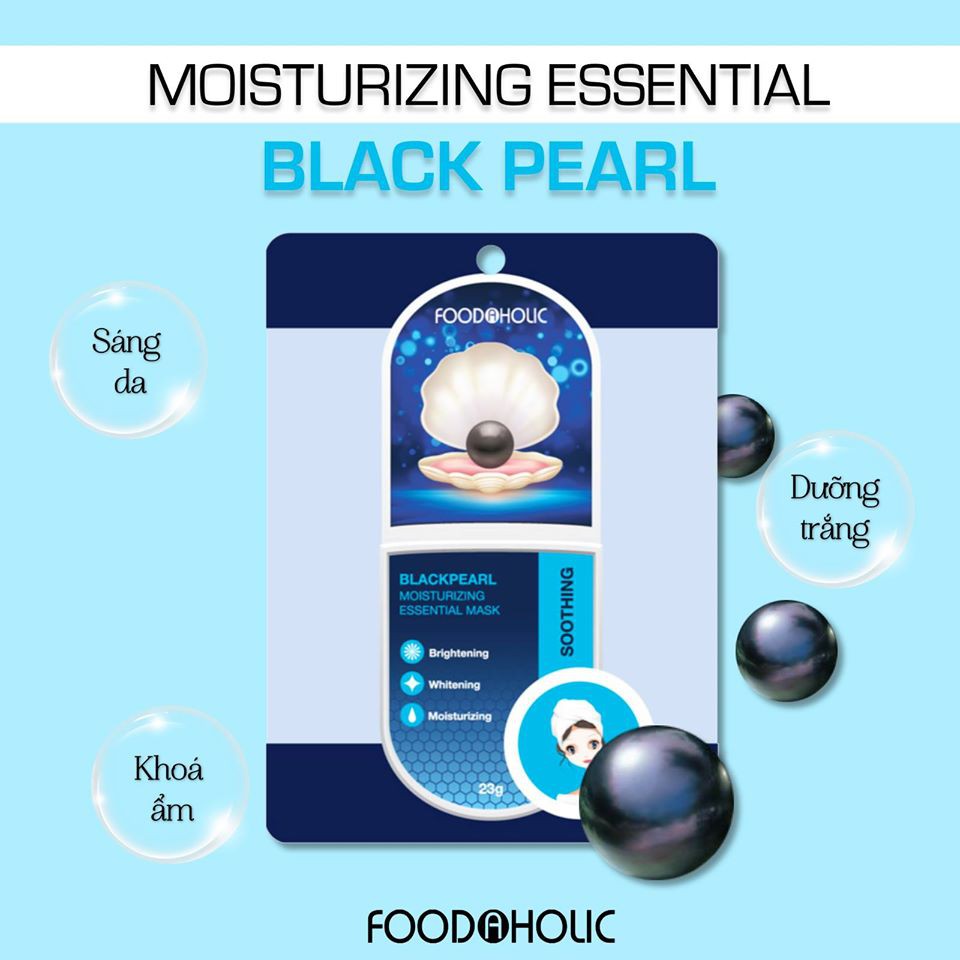 Combo 5 Mặt Nạ Khóa Ẩm, Tái Sinh Làn Da Foodaholic Blackpearl Moisturizing Essential Mask Soothing 23g x 5