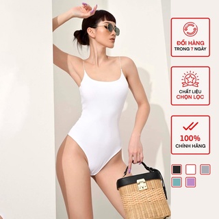 Áo Bodysuit Hai Dây Cổ U Nữ Busy Hai Lớp Cotton Mịn Không Viền Co Giãn Ôm Sát HD2B
