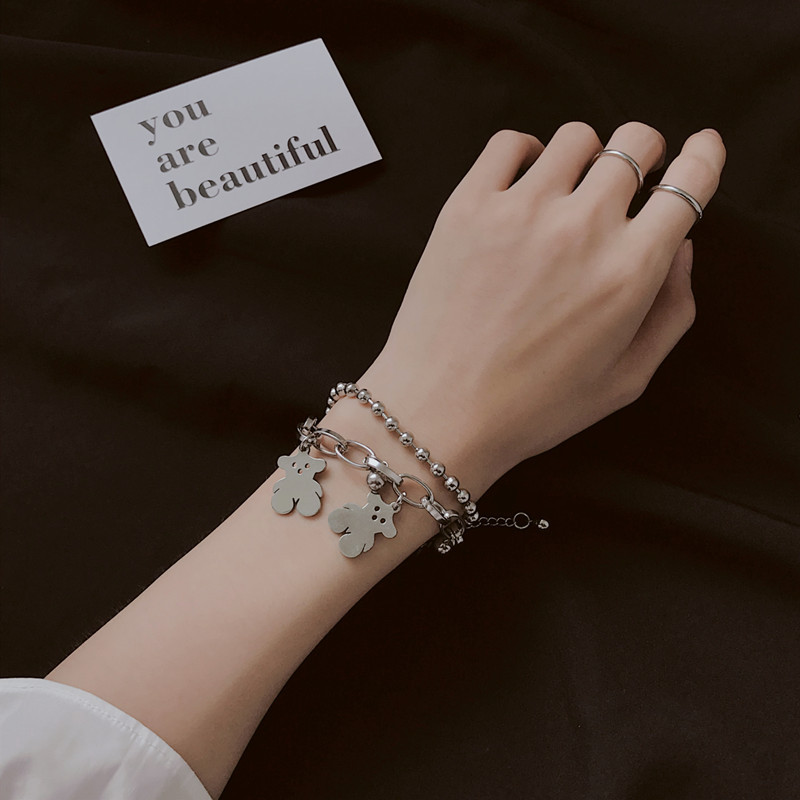 [Mã CBSD28A hoàn 13K xu đơn 99k] Korean Ins Hip Hop Retro Double-layer Girlfriends Bracelet Women