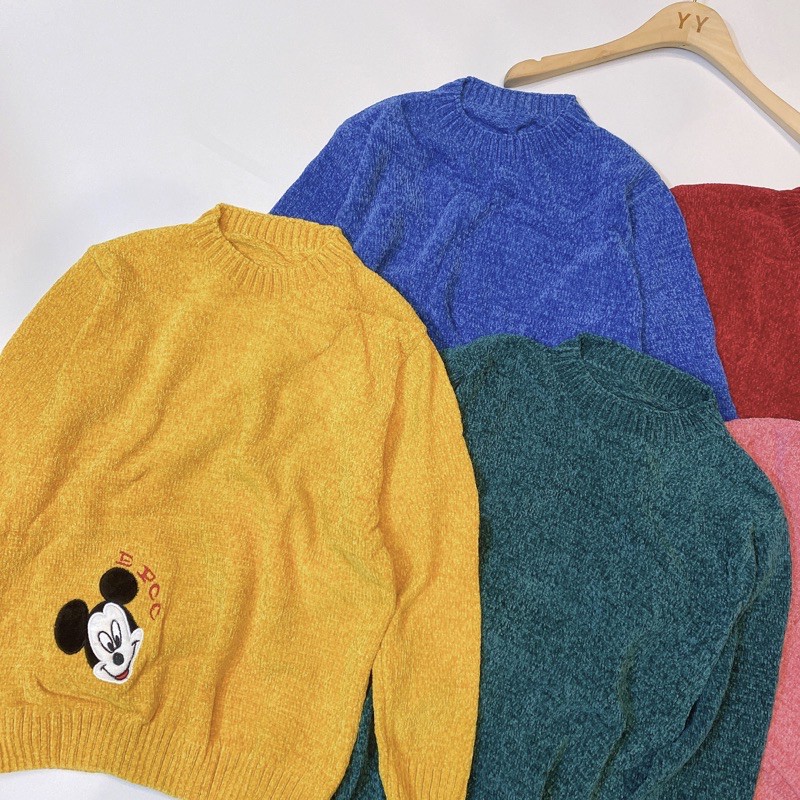 ANU511 - ÁO LEN NỮ MỀM THÊU MICKY DÁNG RỘNG QCCC | BigBuy360 - bigbuy360.vn