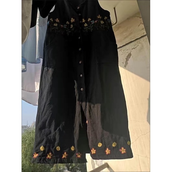 Yếm Jean Dáng Suông Dài Thêu Hoa Taobao Order Kèm ẢNH THẬT