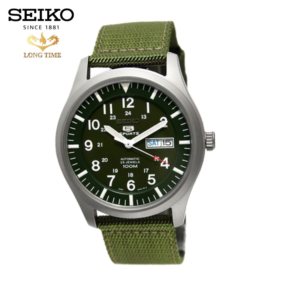 Đồng hồ nam Seiko 5 Quân Đội SNZG09K1S dây dù, mặt kính Hardlex Crystal - Nam tính T