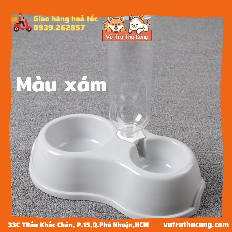 [Mã 44FMCGSALE1 giảm 10% đơn 250K] Bát ăn đôi cho Chó Mèo kèm bình nước tự động 500ml