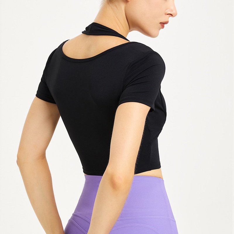 Áo thun thể thao tay ngắn có mút đệm ngực cho nữ