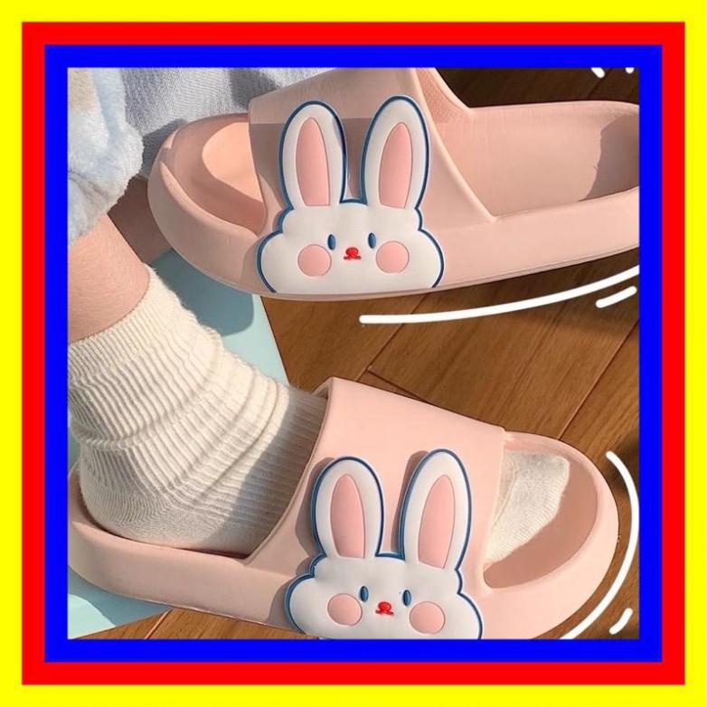 Dép bánh mì cute, dép quai ngang nam nữ đế 3,5cm đầu thỏ hồng