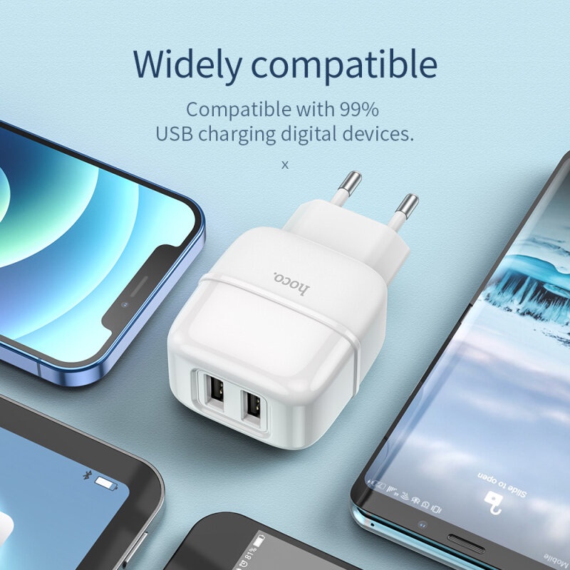 Cốc Sạc Nhanh HOCO C77A Hai Cổng USB Cho iP 5V 2.4A Phích Cắm EU