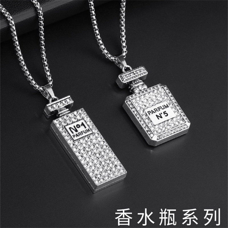 Dây Chuyền Thời Trang Phong Cách Hip Hop Hàn Quốc Cho Nữ 1 không. Dây Chuyền Mặt Hình Lọ Nước Hoa Đính Đá 5 Màu F724