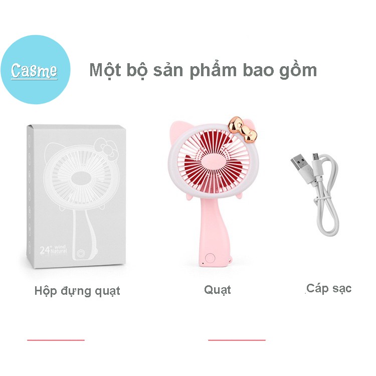 Quạt mini cầm tay Casme, có đèn LED, cổng sạc USB, hình con mèo dễ thương - Q003 | BigBuy360 - bigbuy360.vn