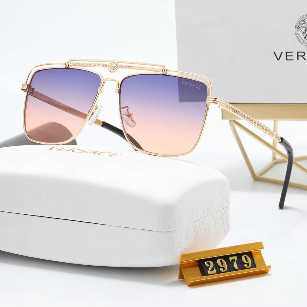 VERSACE Kính Chống Nắng Chống Tia UV Gọng Vuông Phong Cách Retro Thời Trang Cho Nam Và Nữ