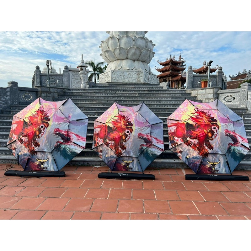 Ô 2 tầng Kỳ Lân Lửa màu sắc bắt mắt che nắng che mưa