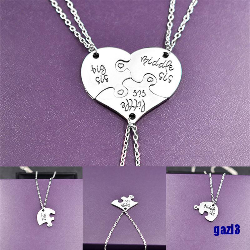 Dây chuyền mặt mảnh ghép hình trái tim khắc chữ cho chị em gái