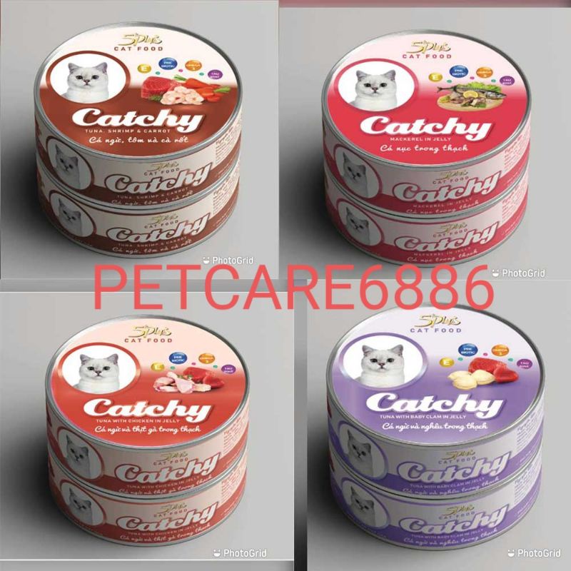 Pate mèo lon catchy 170g hãng pate 5plus thức ăn dinh dưỡng cho mèo