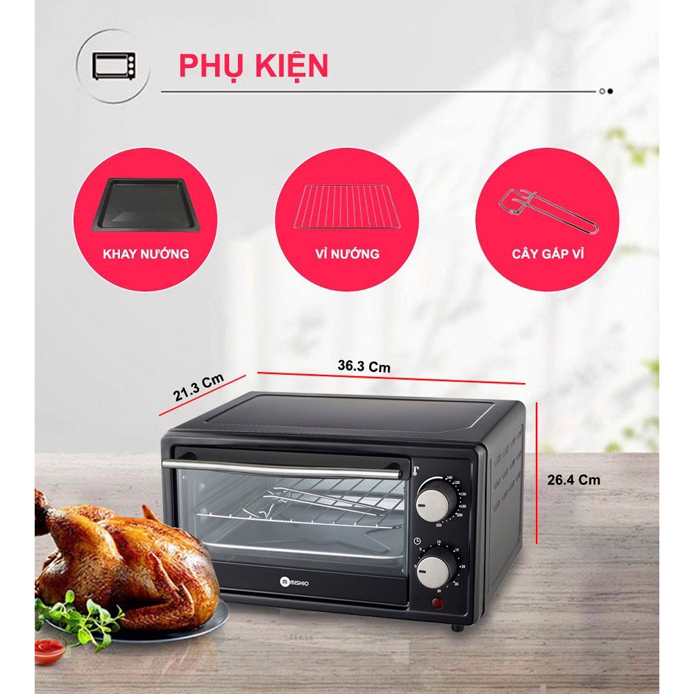 [Mã 229ELSALE hoàn 7% đơn 300K] Lò Nướng Điện Chính Hãng Mishio 14 Lít Công Nghệ Cao Cấp Từ Nhật Bản