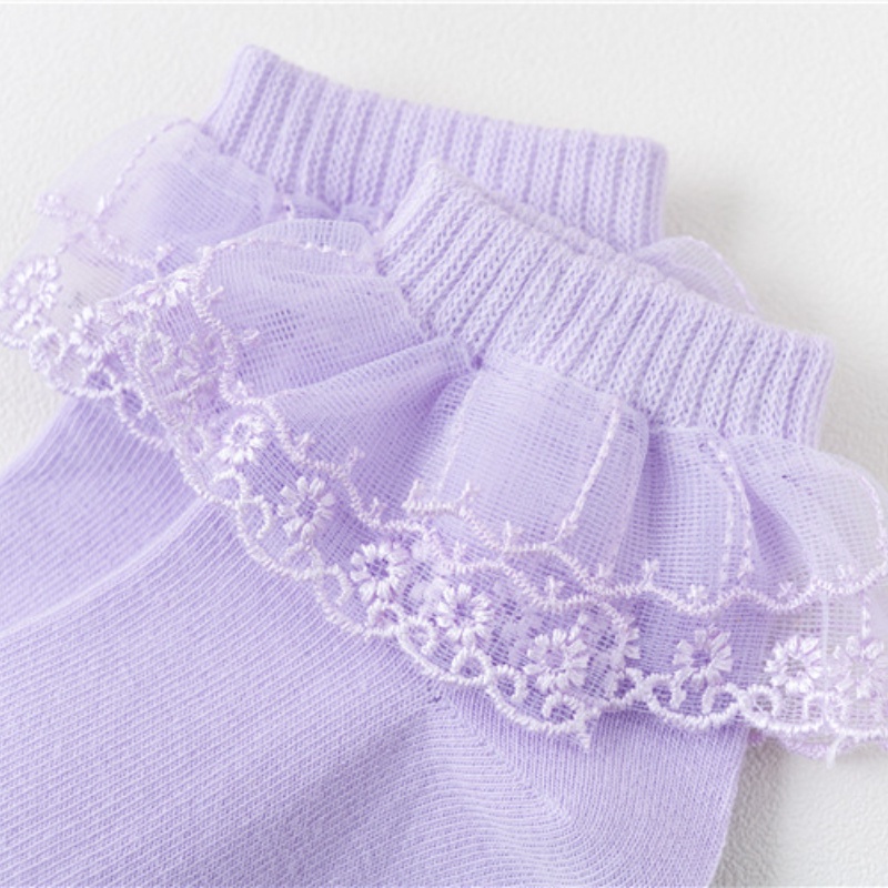 Tất cotton Phối Ren Màu Sắc Xinh Xắn Cho Bé Gái