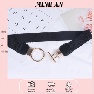 Đai váy - belt da chun lưng mặt kim loại cách điệu phối váy đầm