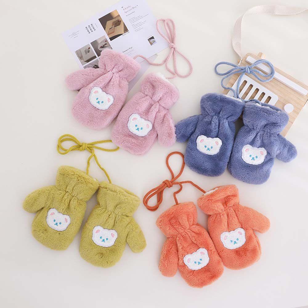 Găng Tay Lông Nhung Mềm Mại Hình Gấu Hoạt Hình Dễ Thương Cho Bé