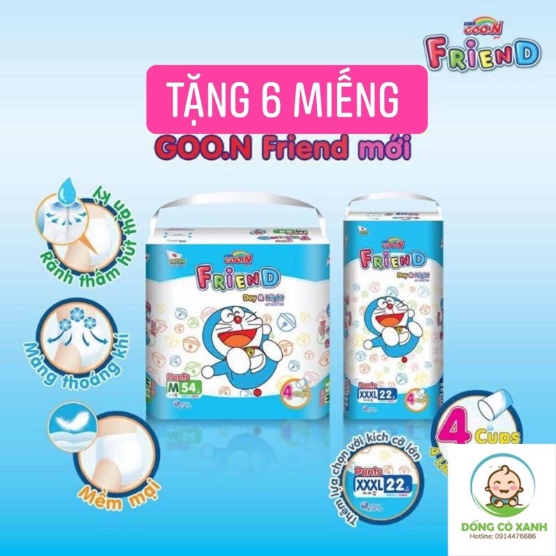 (Mẫu mới + 6 miếng cùng loại ) Tã quần Goon friend /M54/L46/XL40/XXL34  miếng