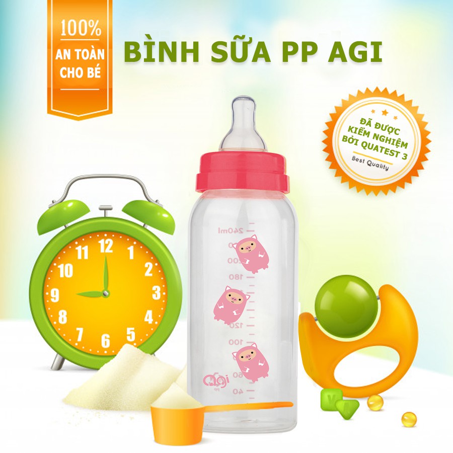 Bình Sữa Agi 60ml Bình Sữa Cổ Hẹp Cho Bé Sơ Sinh Nhựa PP Mẫu Mới