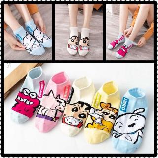 Vớ Cotton Cổ Ngắn In Hình Cậu Bé Bút Chì Shin Dễ Thương