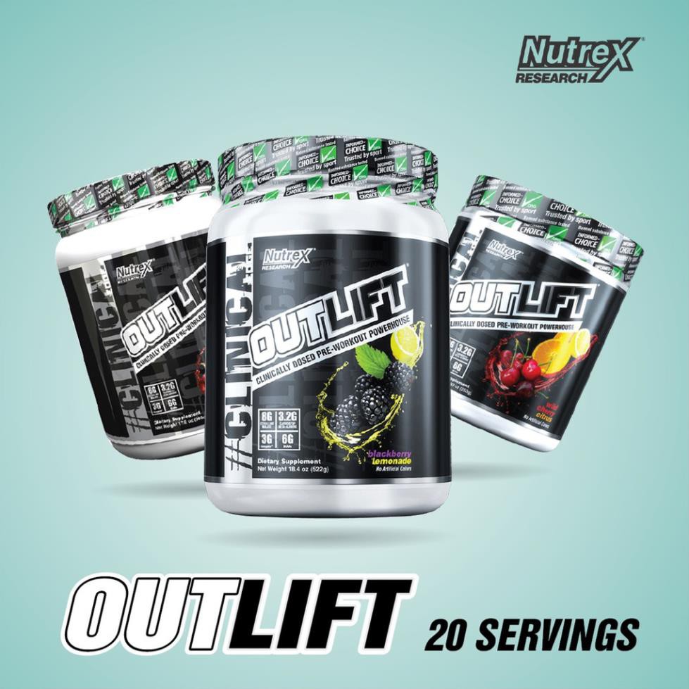 NUTREX OUTLIFT - TĂNG SỨC MẠNH, PRE WORKOUT BỔ SUNG NĂNG LƯỢNG TRƯỚC TẬP