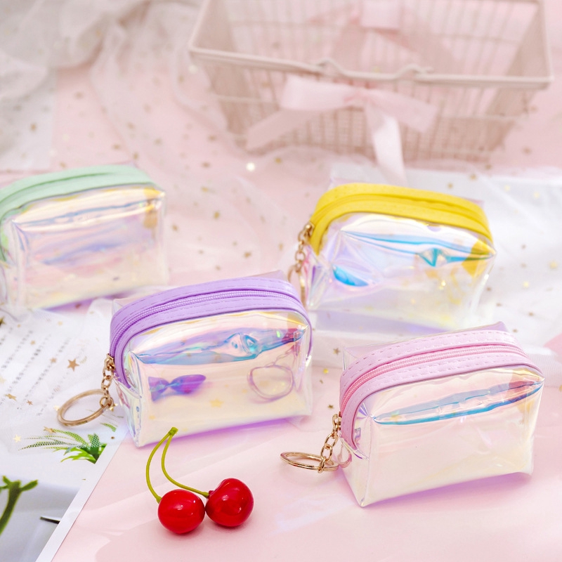 Bóp mini trong suốt phối khoá kéo kiểu dáng đơn giản tiện dụng | BigBuy360 - bigbuy360.vn