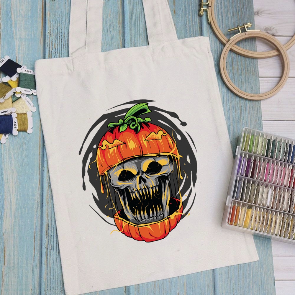 Túi vải túi Tote HALLOWEEN - Mẫu 1 vải canvas dày đẹp cho nữ có khóa miệng đi học đi chơi. In hình theo yêu cầu