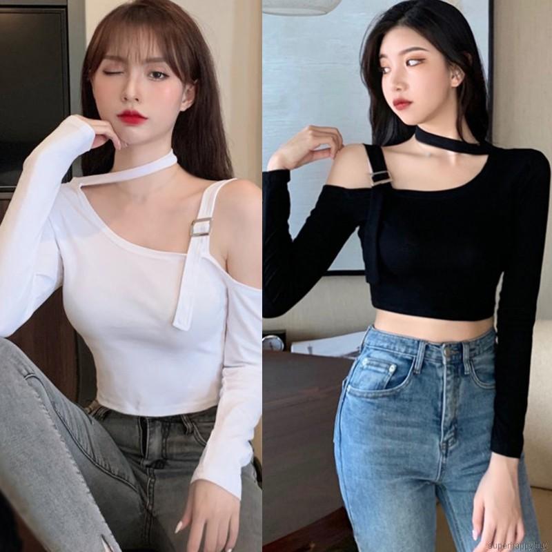 Áo Thun Dài Tay Phong Cách Hàn Quốc Thời Trang Nữ Quyến Rũ