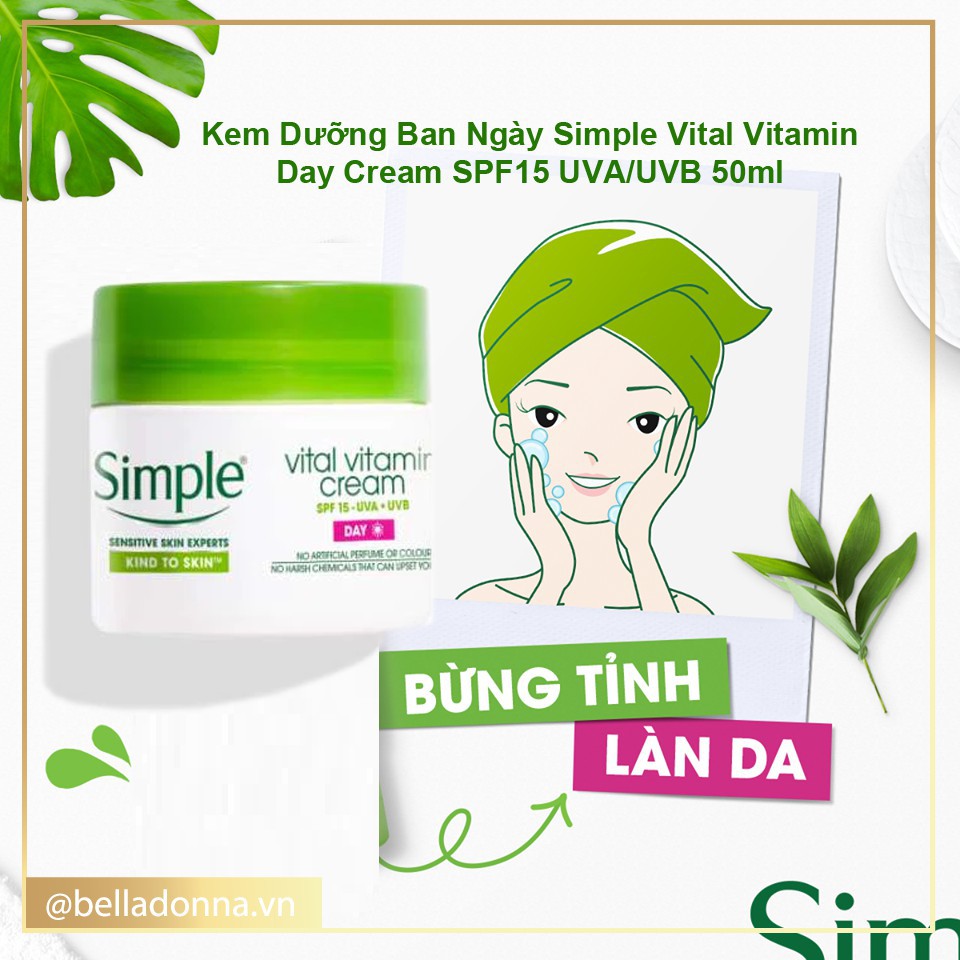 Kem Dưỡng Ẩm Simple Ngày, Đêm - Simple Day, Night Cream Kind To Skin Vital Vitamin 50ml