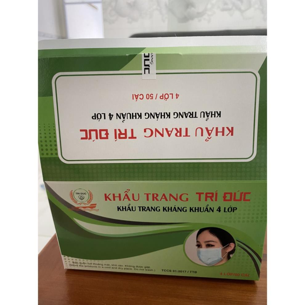 Khẩu Trang Y Tế Trí Đức Cao Cấp Loại 4 Lớp - hộp 50 cái chuẩn công ty
