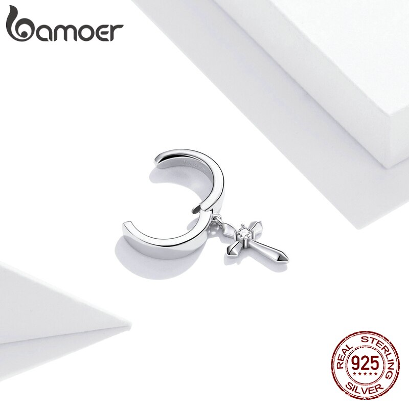 Bamoer Genuine Silver 925 Earrings  Unisex Punk Style Origanl Jewelry For Women & Girls Gifts SCE1033