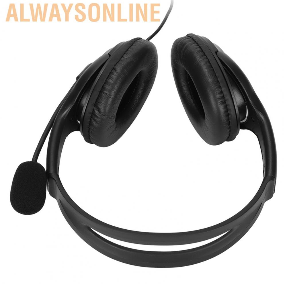 Alwaysonline Stereo Game Headphones Noise Cancelling Adjustable Microphone Mute with Mic for PC Black Blue