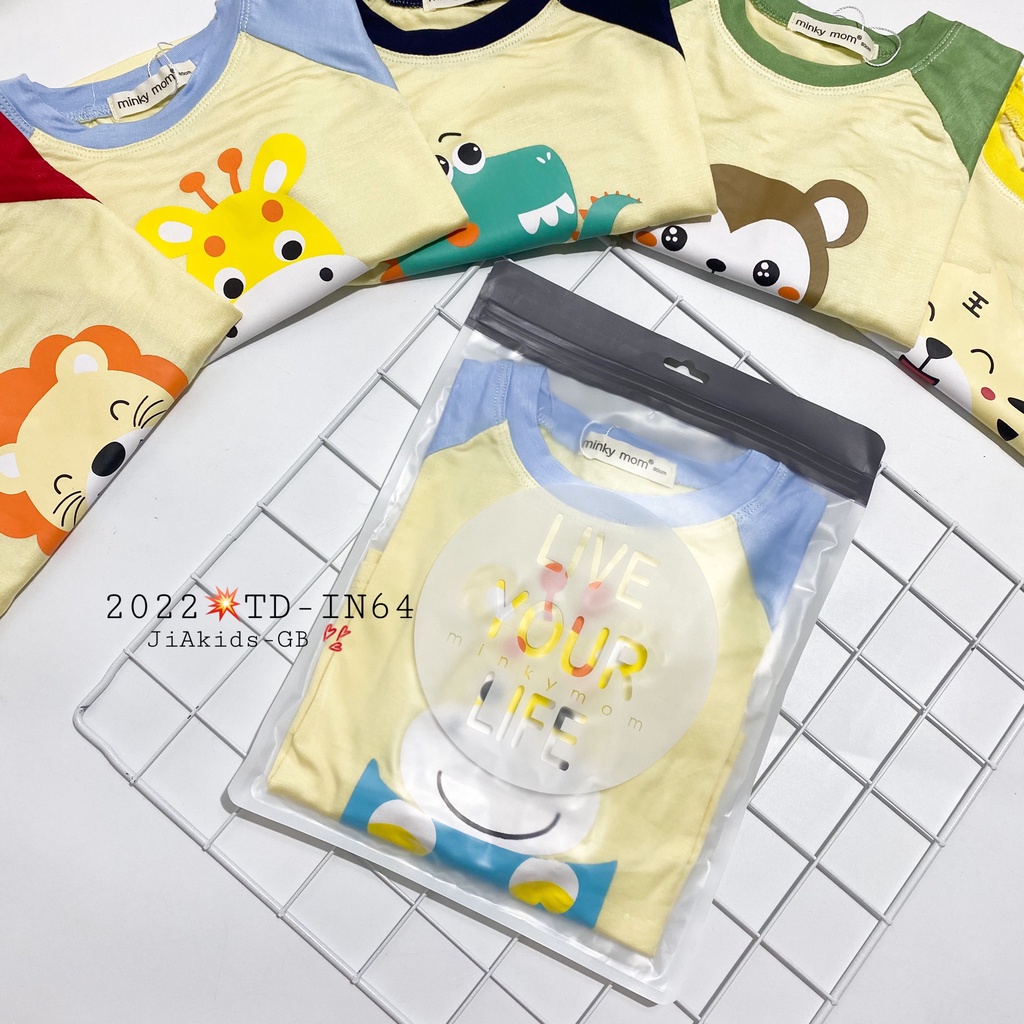 [Bé:8-27kg] Bộ Quần Áo Dài Tay Minky Mom Thun Lạnh Thoáng Mát Thiết Kế Trơn In Hoạ Tiết Cho Trẻ 0-5 Tuổi- Mã TD-IN64