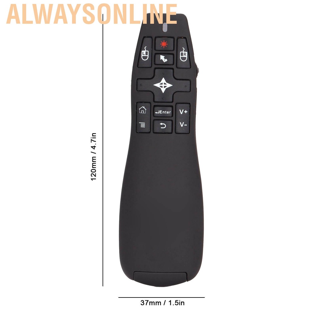 Alwaysonline Presentation Clicker USB 2.4GHz with Air Mouse Function Smoothly Operation Wireless Presenter Remote Control for Meeting