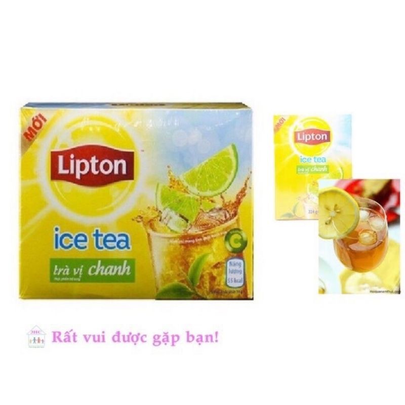 trà lipton ice tea vị chanh hộp 224g ( 16 gói *14g)