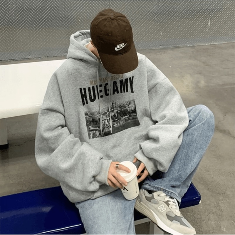 Áo hoodie Dáng Rộng Có In Chữ Thời Trang Phong Cách Hàn Quốc Cho Nam