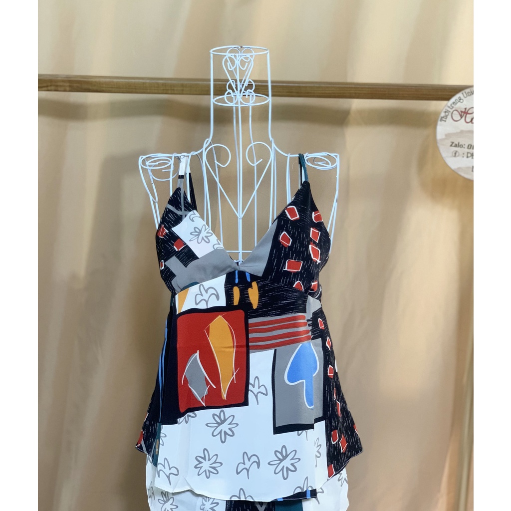 Bộ Pijama Voan Lụa Áo 2 Dây Quần Đùi Cao Cấp Dáng Rộng 65kg Trở Lại Ulzzang