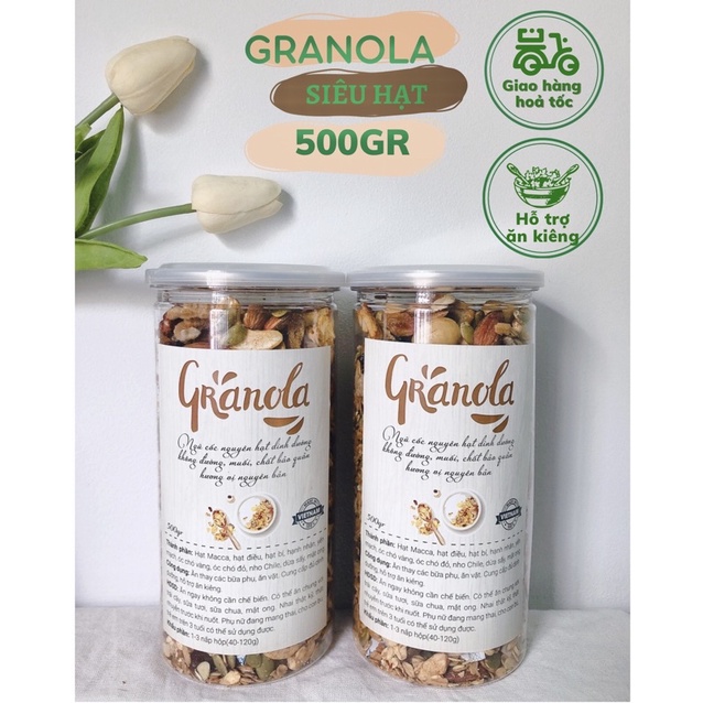 Granola Nướng Siêu Hạt chỉ 5% yến mạch ăn kiêng dinh dưỡng  Ngũ cốc ăn