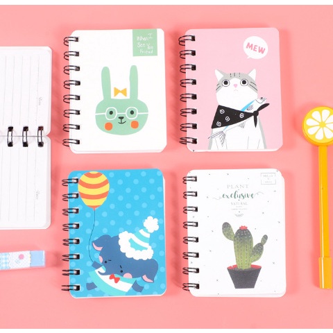 Sổ tay gáy xoắn 80 trang dùng viết ghi chú nhiều mẫu bìa cute