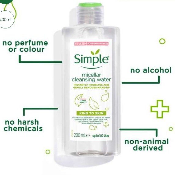 Nước tẩy trang Simple Kind to Skin Micellar Cleansing Water