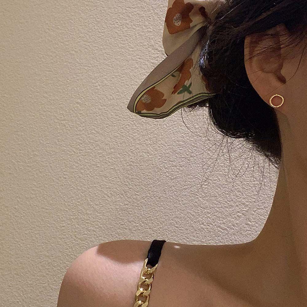 Set 3 Đôi Bông Tai Tròn Bằng Kim Loại Phong Cách Hip Hop Hàn Quốc Cho Nữ