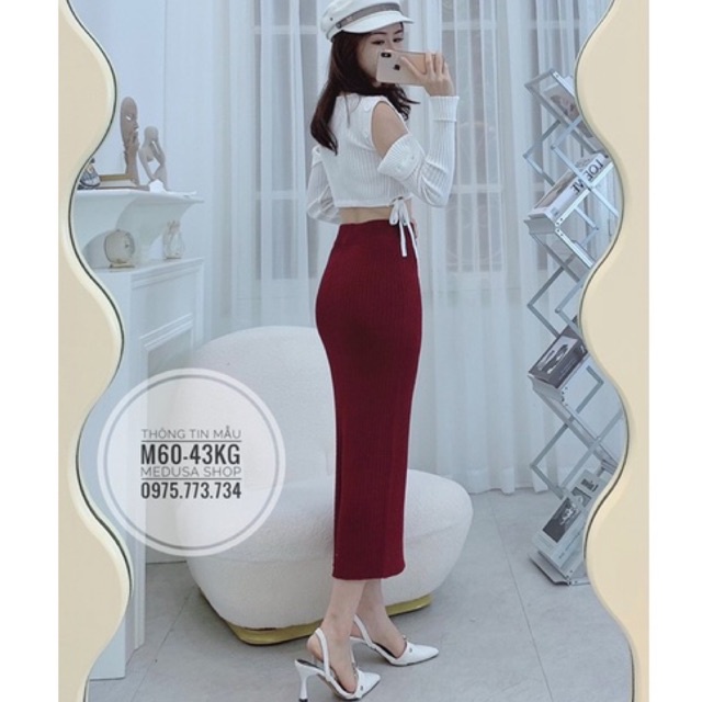 CHÂN VÁY LEN DÀI XẺ SAU CHẤT ĐẸP CÓ SẴN