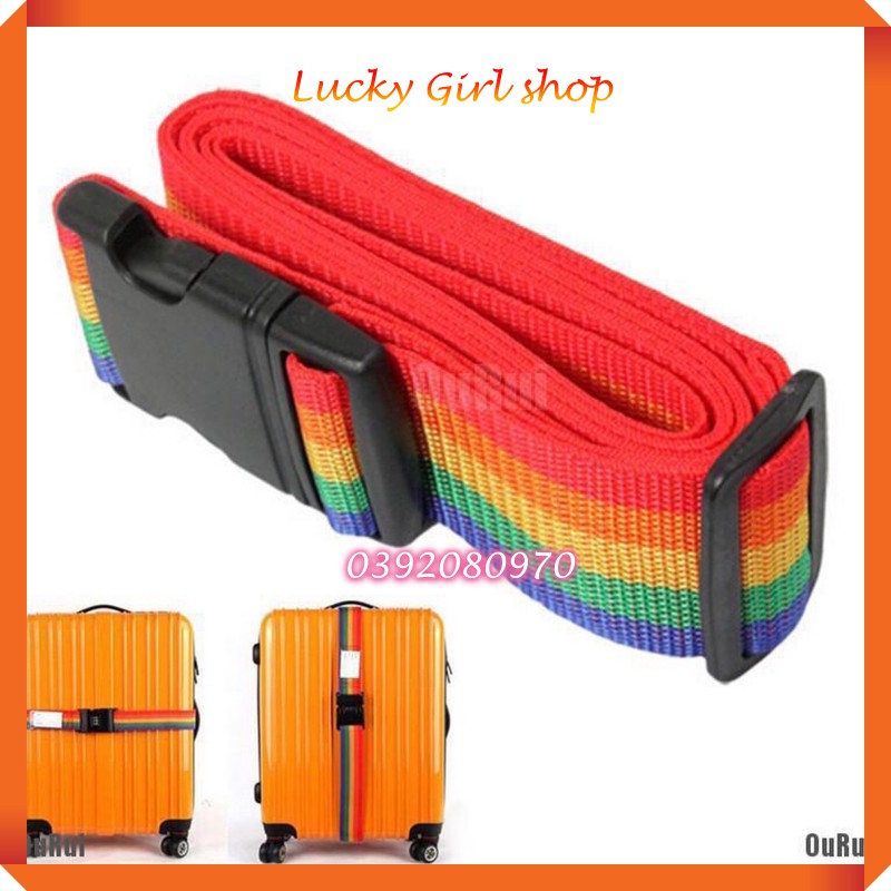 Dây Đai Vali 7 Sắc Cầu Vồng Có Thể Điều Chỉnh Dài 2m Loại Tốt - Lucky Girl shop