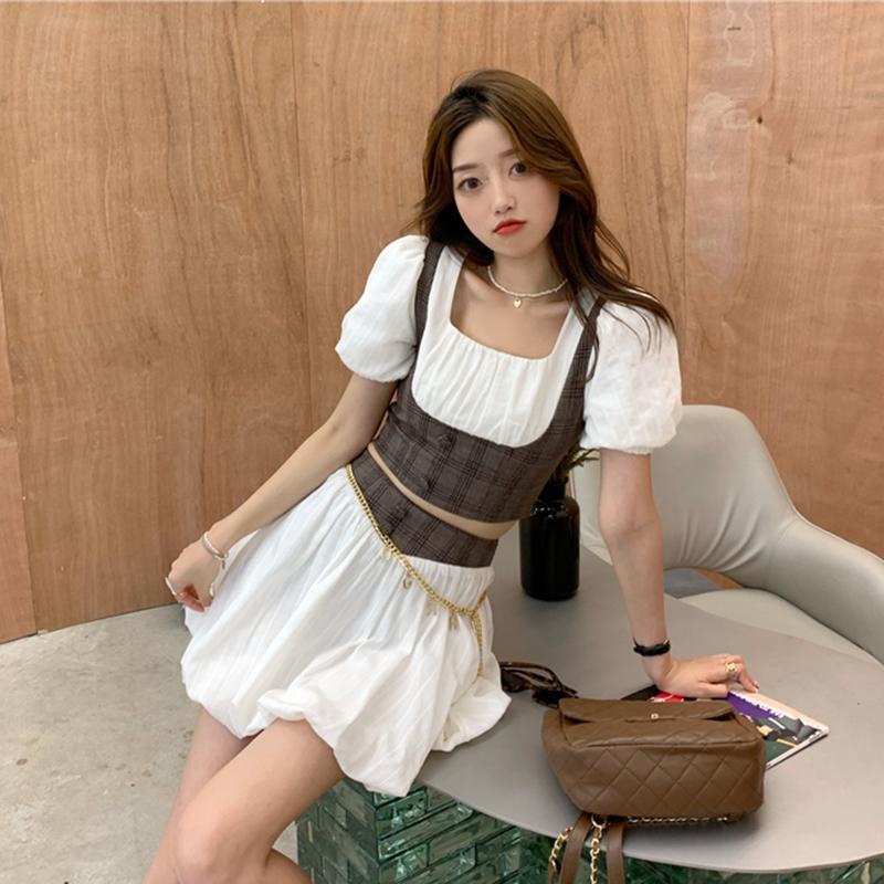 COZOK Set Áo Thun Ngắn Tay + Chân Váy Dài Thời Trang Nữ Tính