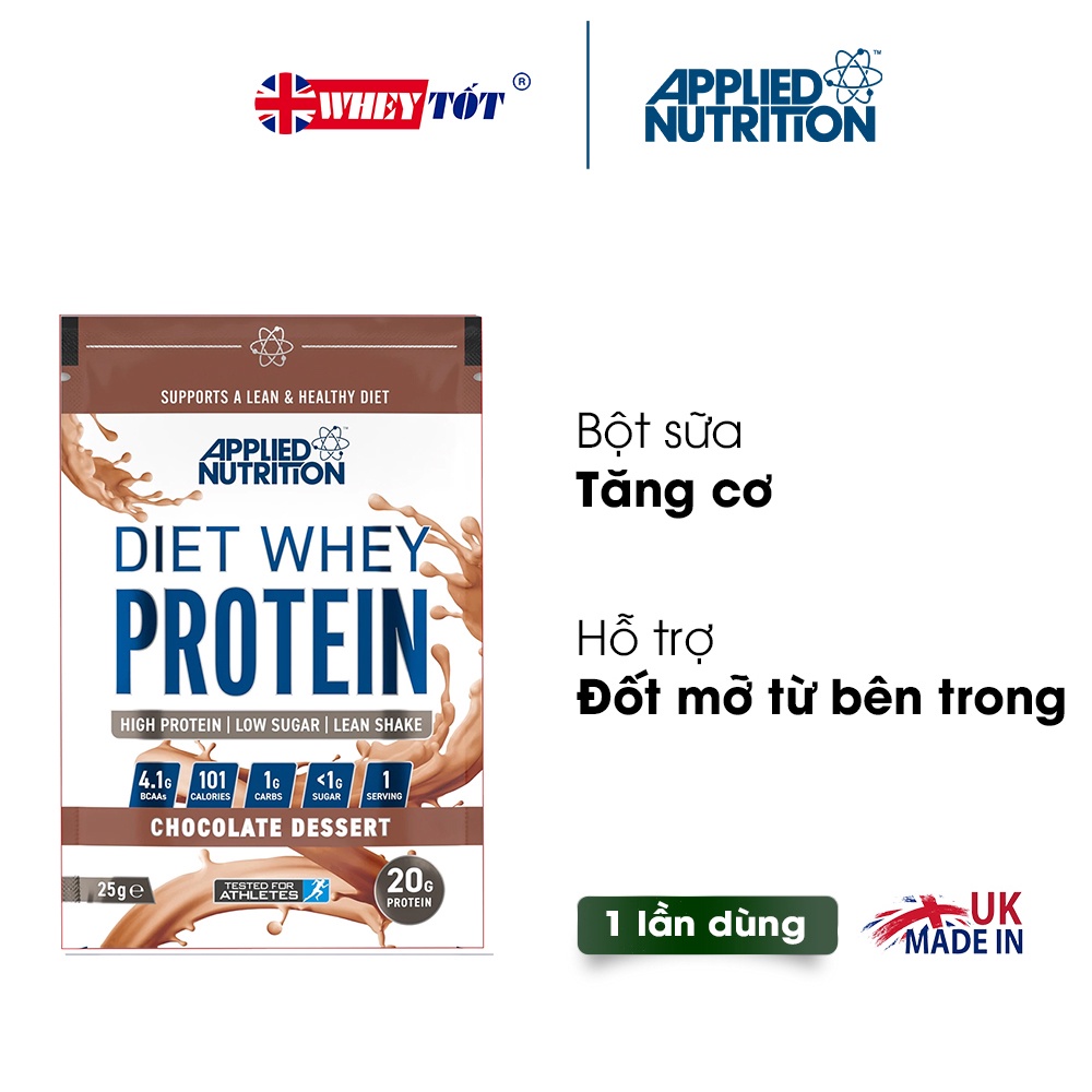 Applied Nutrition Diet Whey Protein Gói 1 Lần Dùng 25g bổ sung protein, ít calories, ít béo, tăng cơ