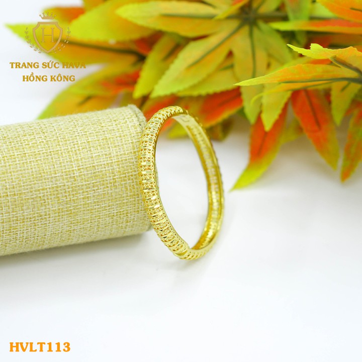 Vòng Tay, Lắc Tay Nữ Mặt Đính Đá, Titan Xi Mạ Vàng Non Cao Cấp - Trang Sức Hava Hong Kong - HVLT113