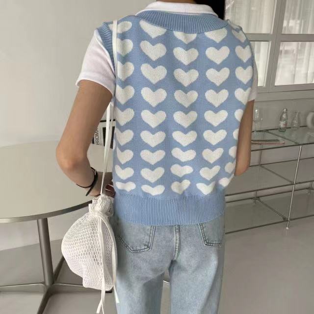 Áo dệt kim sát nách cổ chữ V thiết kế đơn giản phong cách Hàn Quốc