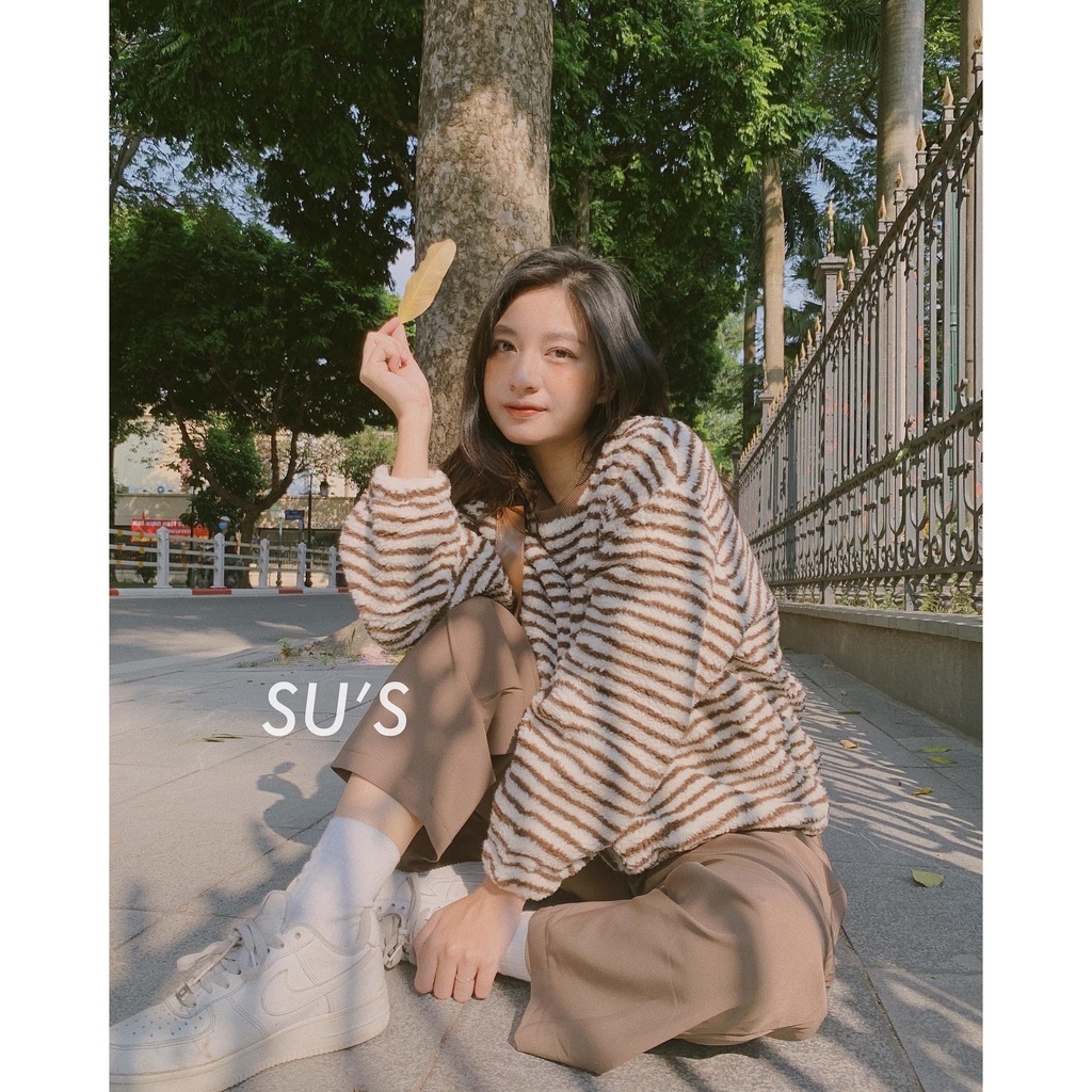 [Mã 2611THTRANG100K hoàn 10% xu đơn 99K] Áo nỉ bông cổ tròn kẻ ngang form rộng A2109 SUSTORE | BigBuy360 - bigbuy360.vn