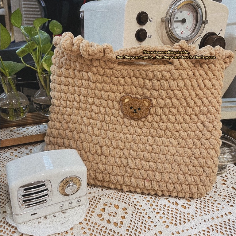 🐻Túi chống sốc Laptop/ Ipad Len bông sữa Handmade, hàng thủ công bằng tay 🐻