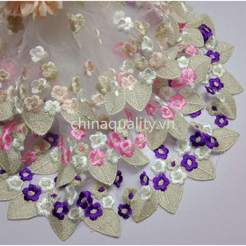 1yard vải ren thêu hoạ tiết vintage rộng 18cm dùng để trang trí đám cưới